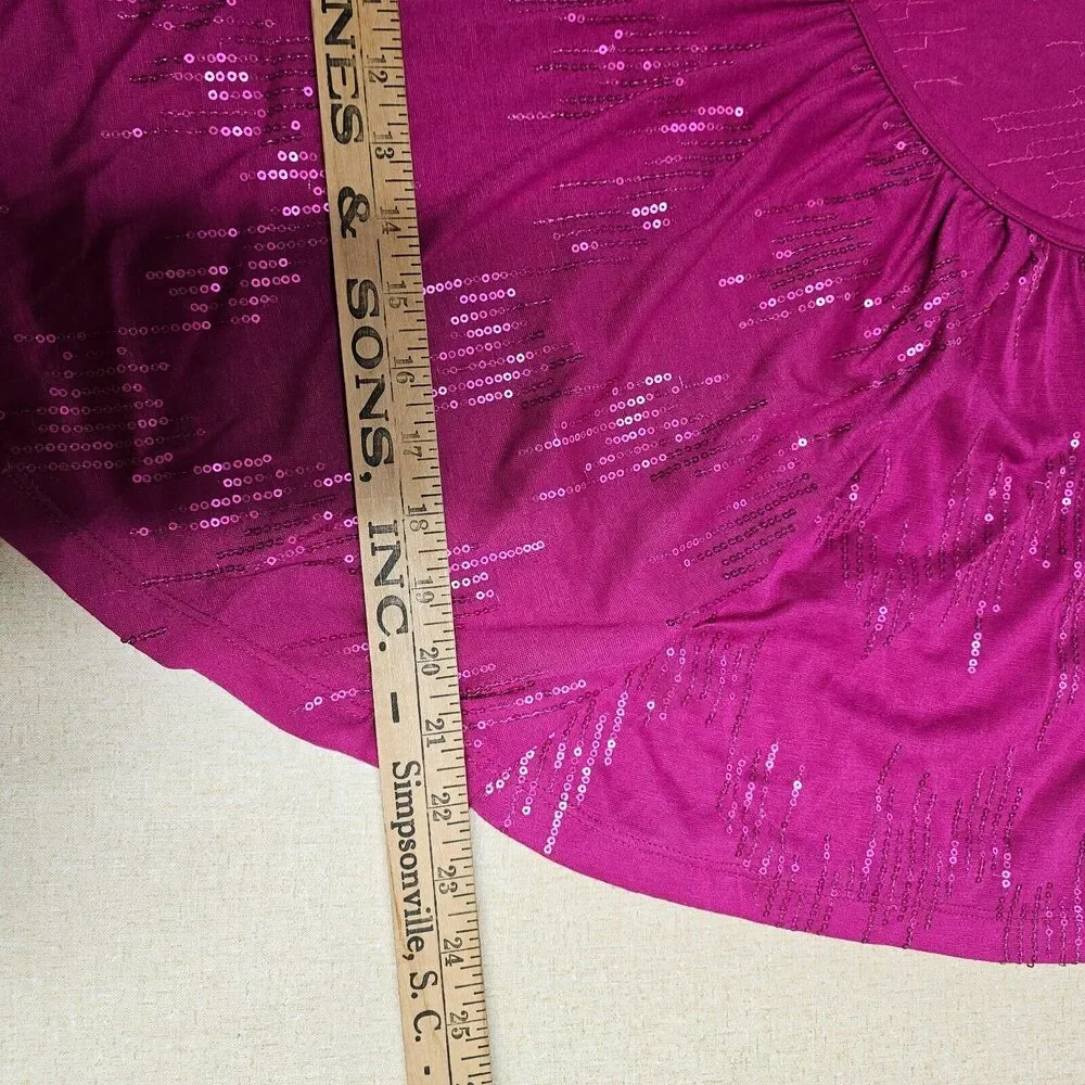 Sequined Womens Circle Poncho Top Size Med Pink Glam Swiftie Flowy Summer - Picture 5 of 8